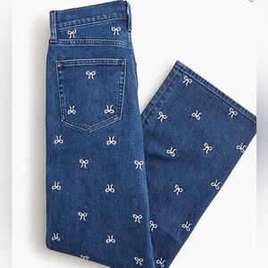 Jcrew bow-embroidered slim wide-leg jean in all-day stretch